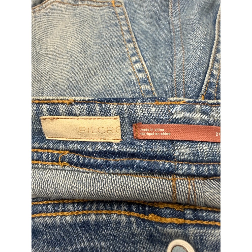 Pilcro Anthropologie Boyfriend Crop Jeans 27 Blue Embellished Boho Slim Fit - Picture 6 of 13